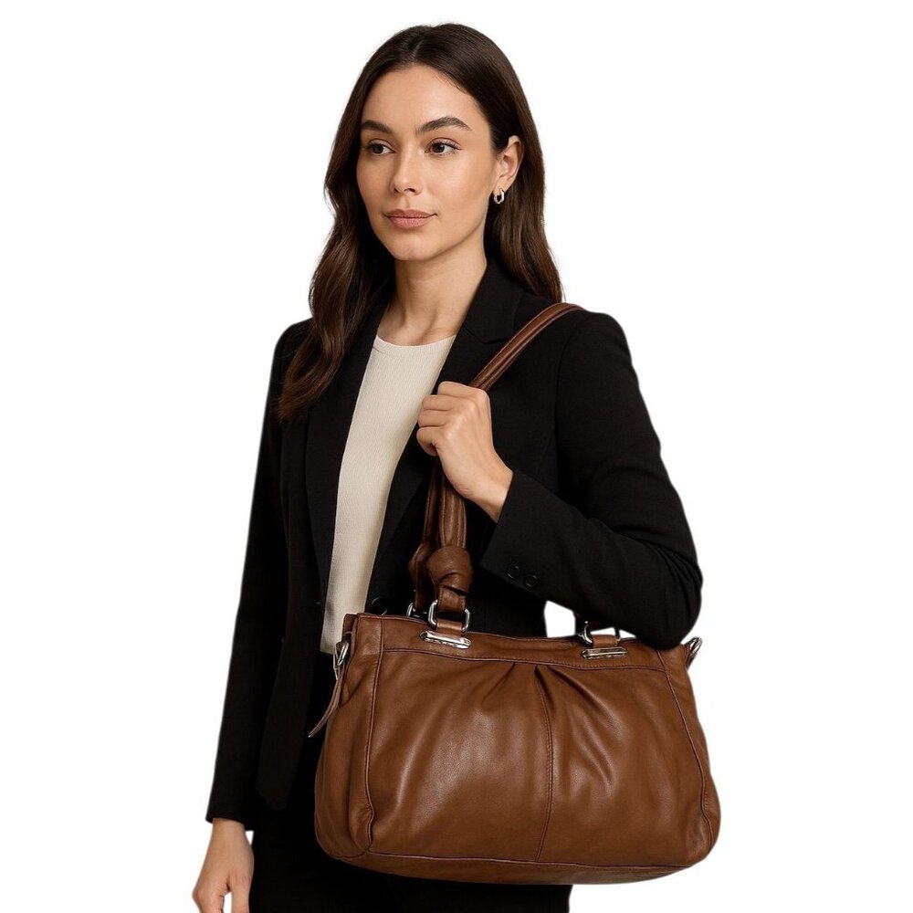 B MAKOWSKY LEATHER BAG HOBO BROWN SHOULDER SATCHEL HANDBAG PURSE WOMAN'S WOMEN'S